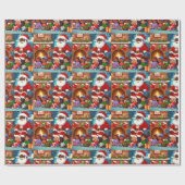 Schwarzer Weihnachtsmann mit Familienverpackungspa Geschenkpapier (Flach)