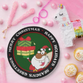 Schwarzer Weihnachtsmann mit Geschenken Pappteller (Party)