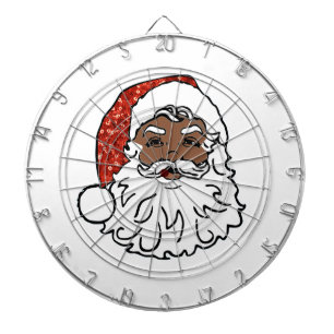 schwarzer Weihnachtsmann mit Pailletten Dartscheibe