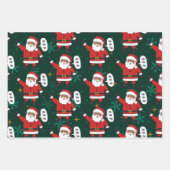 Schwarzer Weihnachtsmann mit Schneeflocken und Ste Geschenkpapier Set (Vorderseite 3)