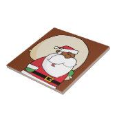 Schwarzer Weihnachtsmann mit Spielzeug-Sack Fliese (Seite)