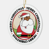 Schwarzer Weihnachtsmann mit Spielzeug-Sack Keramikornament (Links)