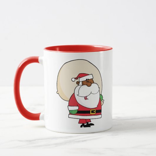 Schwarzer Weihnachtsmann mit Spielzeug-Sack Tasse (Links)