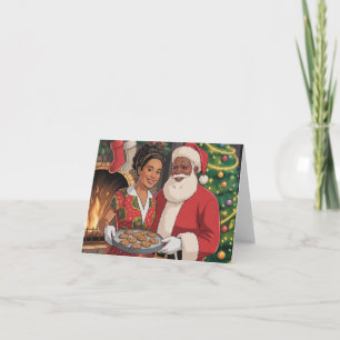 Schwarzer Weihnachtsmann & Mrs. Claus Weihnachtska Feiertagskarte