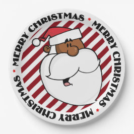 Schwarzer Weihnachtsmann Pappteller