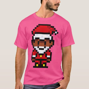 Schwarzer Weihnachtsmann Pixel Art T-Shirt