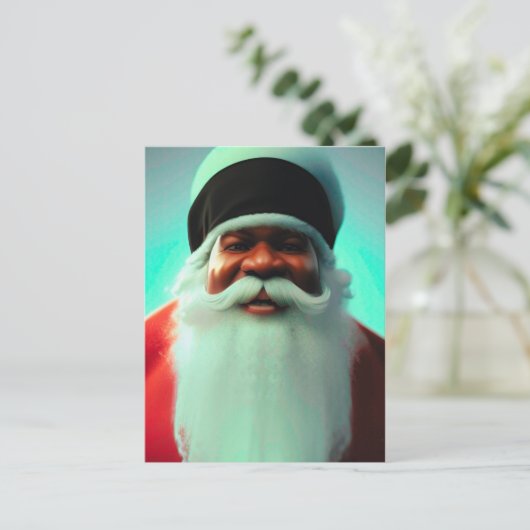 Schwarzer Weihnachtsmann Postkarte (Stehend Vorderseite)