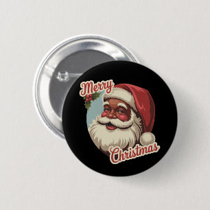 Schwarzer Weihnachtsmann Retro Weihnachten Vintage Button