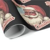 Schwarzer Weihnachtsmann Retro Weihnachten Vintage Geschenkpapier (Rolleneckpunkt)