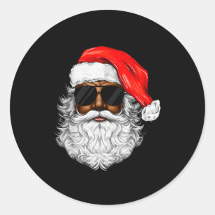 Schwarzer Weihnachtsmann Santa Afro Afrikanischer Runder Aufkleber