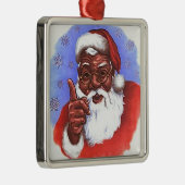 Schwarzer Weihnachtsmann Silbernes Ornament (Rechts)