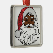 schwarzer Weihnachtsmann Silbernes Ornament (Rechts)