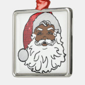 schwarzer Weihnachtsmann Silbernes Ornament (Links)