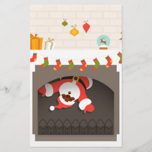 Schwarzer Weihnachtsmann steckt im Kamin Briefpapier