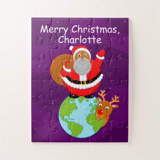 Schwarzer Weihnachtsmann stehend auf der Erde, Puzzle (Vertikal)