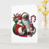 Schwarzer Weihnachtsmann und Tasche der Geschenke Karte (Gelbe Blume)