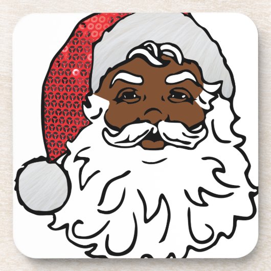 schwarzer Weihnachtsmann Untersetzer (Vorderseite)