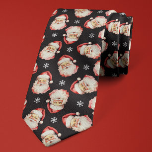 Schwarzer Weihnachtsmann Weihnachten Schneeflocke  Krawatte