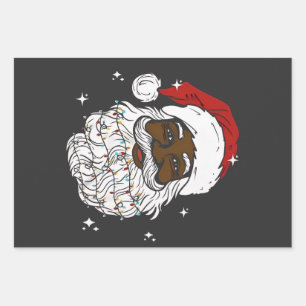 Schwarzer Weihnachtsmann Weihnachten Schwarze Gesc Geschenkpapier Set
