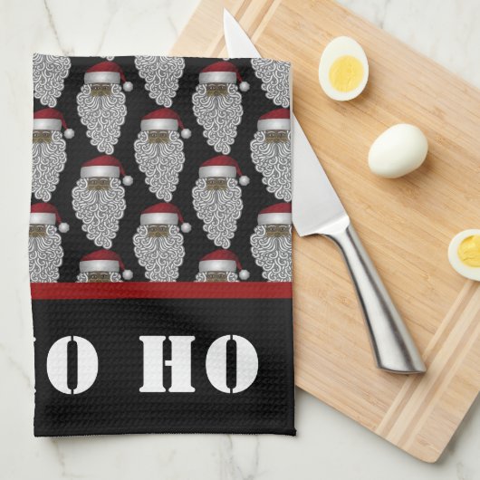 Schwarzer Weihnachtsmann-Weihnachtsfeiertag Geschirrtuch (Viertel Falte)