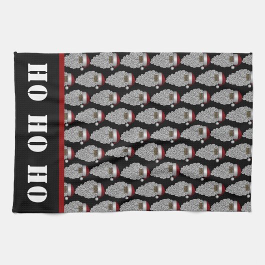 Schwarzer Weihnachtsmann-Weihnachtsfeiertag Geschirrtuch (Horizontal)