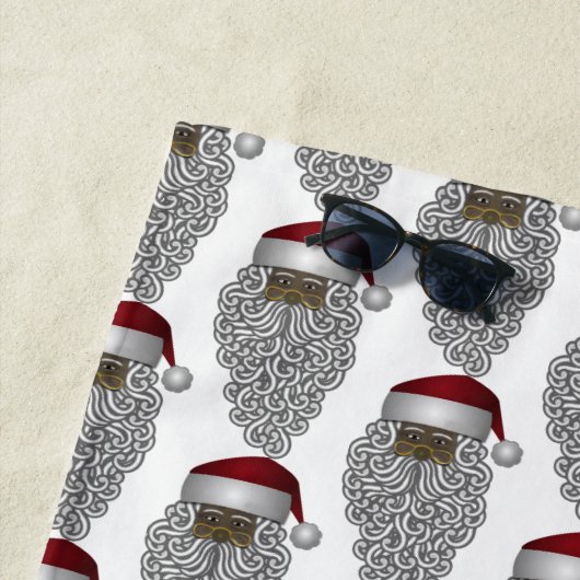 Schwarzer Weihnachtsmann-Weihnachtsfeiertag Strandtuch (Beispiel)