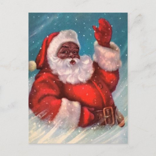 Schwarzer Weihnachtsmann Weihnachtskarte Postkarte (Vorderseite)