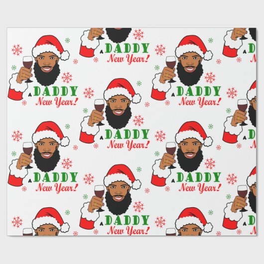 Schwarzer Weihnachtsmann Weihnachtsmann Männer Bar Geschenkpapier (Flach)