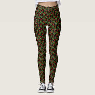 schwarzer Weihnachtsmistelzweig frohe Weihnachten Leggings
