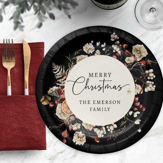 Schwarzer Weihnachtspapierteller Pappteller