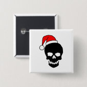 Schwarzer Weihnachtsschädel Button (Vorne & Hinten)
