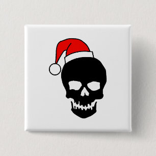 Schwarzer Weihnachtsschädel Button