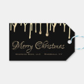 Schwarzer Weihnachtsschild Gold tropfender Honig Geschenkanhänger (Vorderseite (Horizontal))