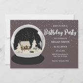 Schwarzer Weihnachtsschneeglobe Winter Geburtstag Einladung (Vorderseite)