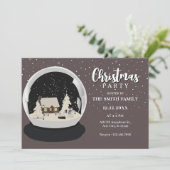 Schwarzer Weihnachtsschneeglobe Winterwunderland Einladung (Stehend Vorderseite)