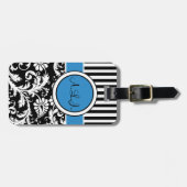 Schwarzer, weißer, blauer gestreifter gepäckanhänger (Vorderseite horizontal)