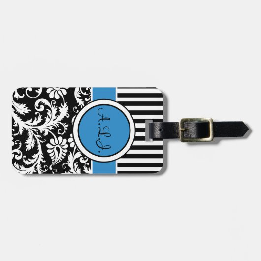 Schwarzer, weißer, blauer gestreifter gepäckanhänger (Vorderseite horizontal)