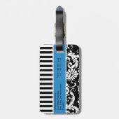 Schwarzer, weißer, blauer gestreifter gepäckanhänger (Rückseite vertikal)