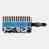 Schwarzer, weißer, blauer gestreifter gepäckanhänger (Rückseite horizontal)