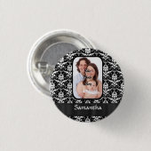 Schwarzer/weißer Damast Button (Vorne & Hinten)