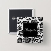 Schwarzer/weißer Damast Button (Vorne & Hinten)