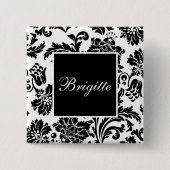 Schwarzer/weißer Damast Button (Vorderseite)