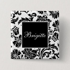 Schwarzer/weißer Damast Button