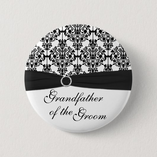 Schwarzer, weißer Damast-Großvater des Button (Vorderseite)