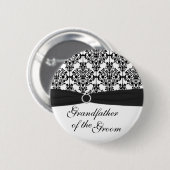 Schwarzer, weißer Damast-Großvater des Button (Vorne & Hinten)