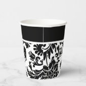 Schwarzer/weißer Damast Pappbecher (Rechts)