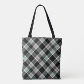 Schwarzer, weißer, grüner Tartan, kariert Tasche (Rückseite)