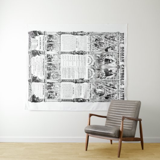 Schwarzer/weißer heiliger römisch-katholischer wandteppich (Beispiel (Horizontal))