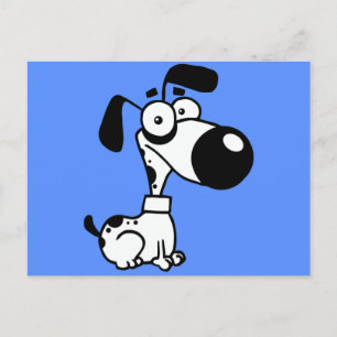 Schwarzer/weißer Hund Postkarte