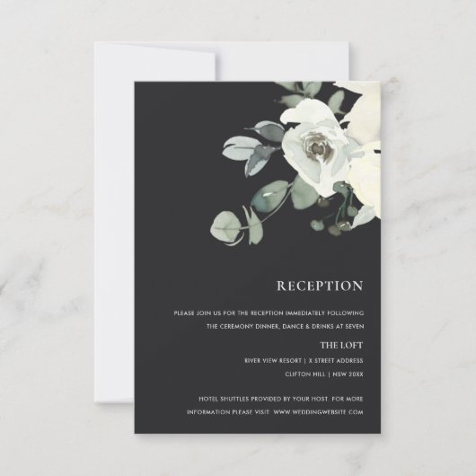 SCHWARZER, WEISSER KLEINER EMPFANG RSVP KARTE (Vorderseite)